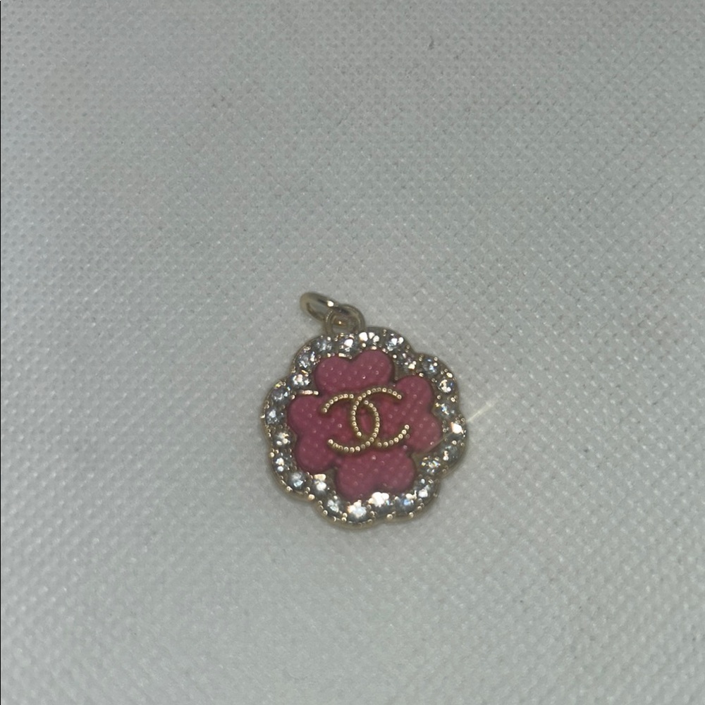 CC Pink Flower with Gold Accents Pendant/Pull